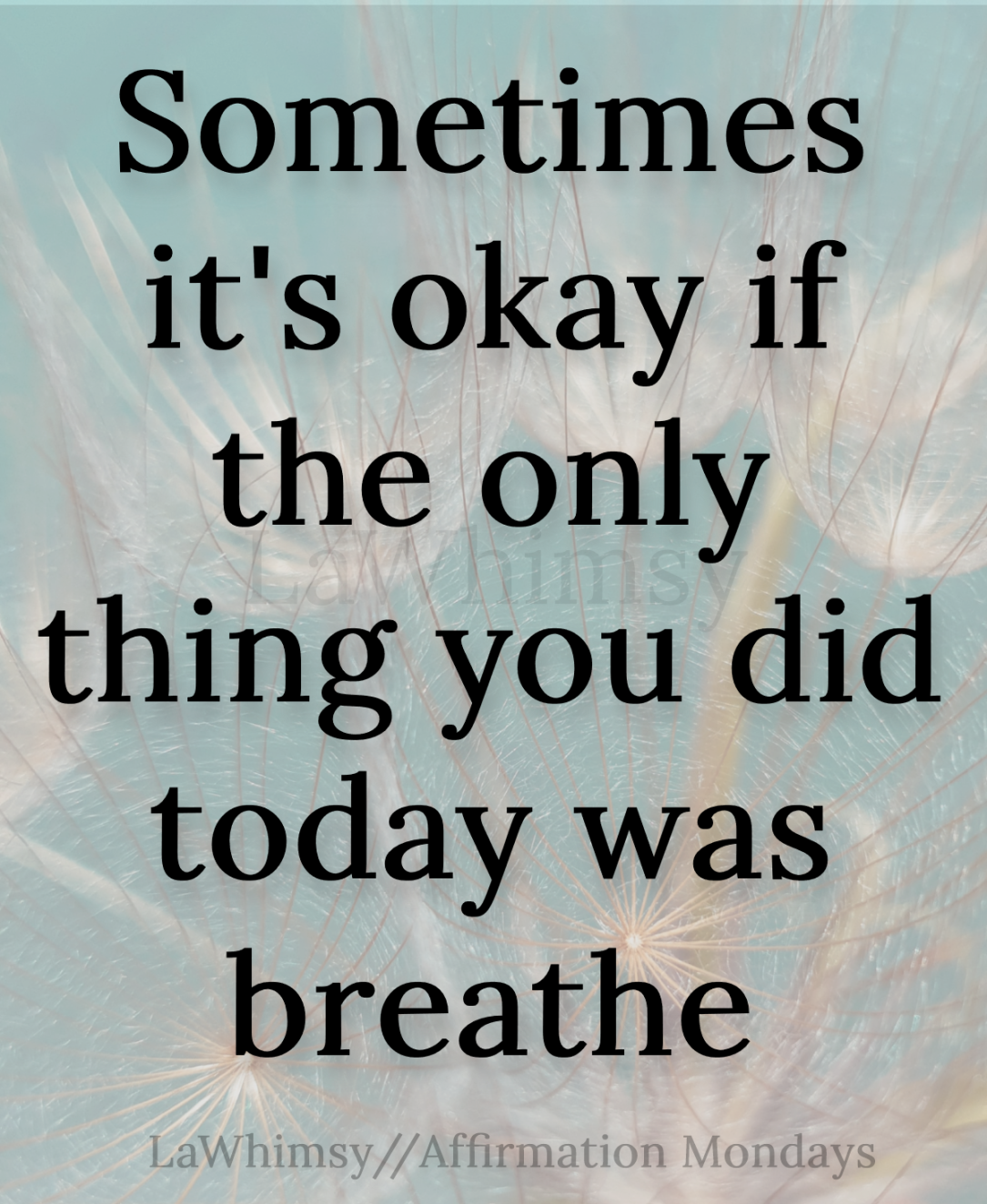 Sometimes it's okay if the only thing you did today was breathe quote Affirmation Mondays 347 via LaWhimsy